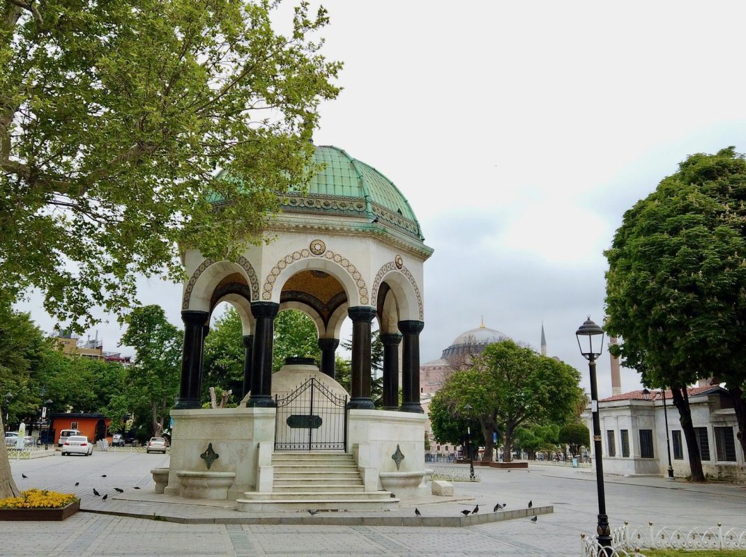 Old German Fountain in a park captured in Istanbul, Turkey