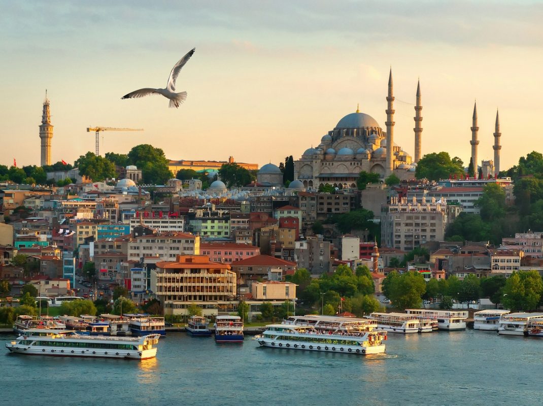 Sunset in Istanbul city